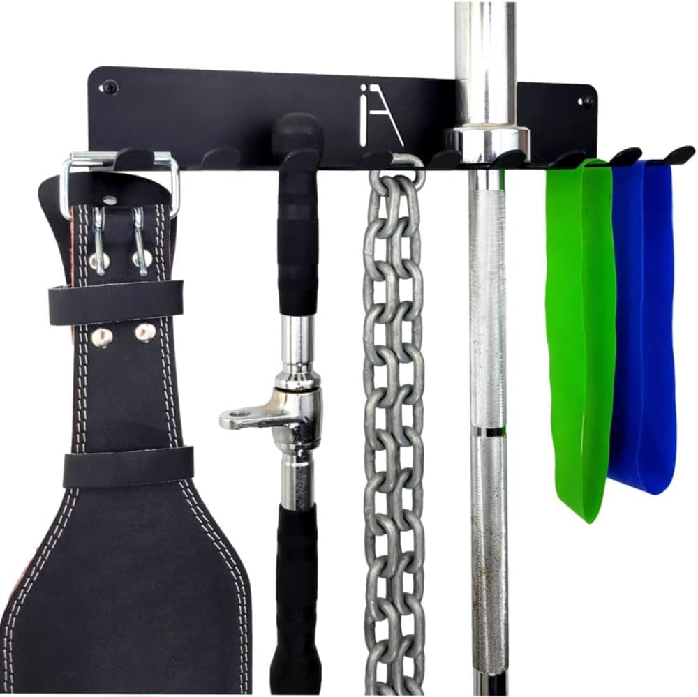 USA Omega Gym Storage Rack 9 or 11 Hook Heavy-Duty Gym Wall Organizer Gym Caddy Hanger - Gym Accessory Storage - Resistance Bands, Jump Ropes, Barbells, Lifting Belts, Cable Attachments