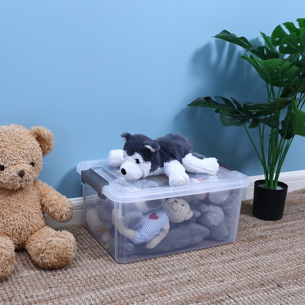 17 QT 4 Packs Plastic Storage Bins with Latching Lids Stackable Clear Storage Bins for Garage Closet Classroom Kitchen