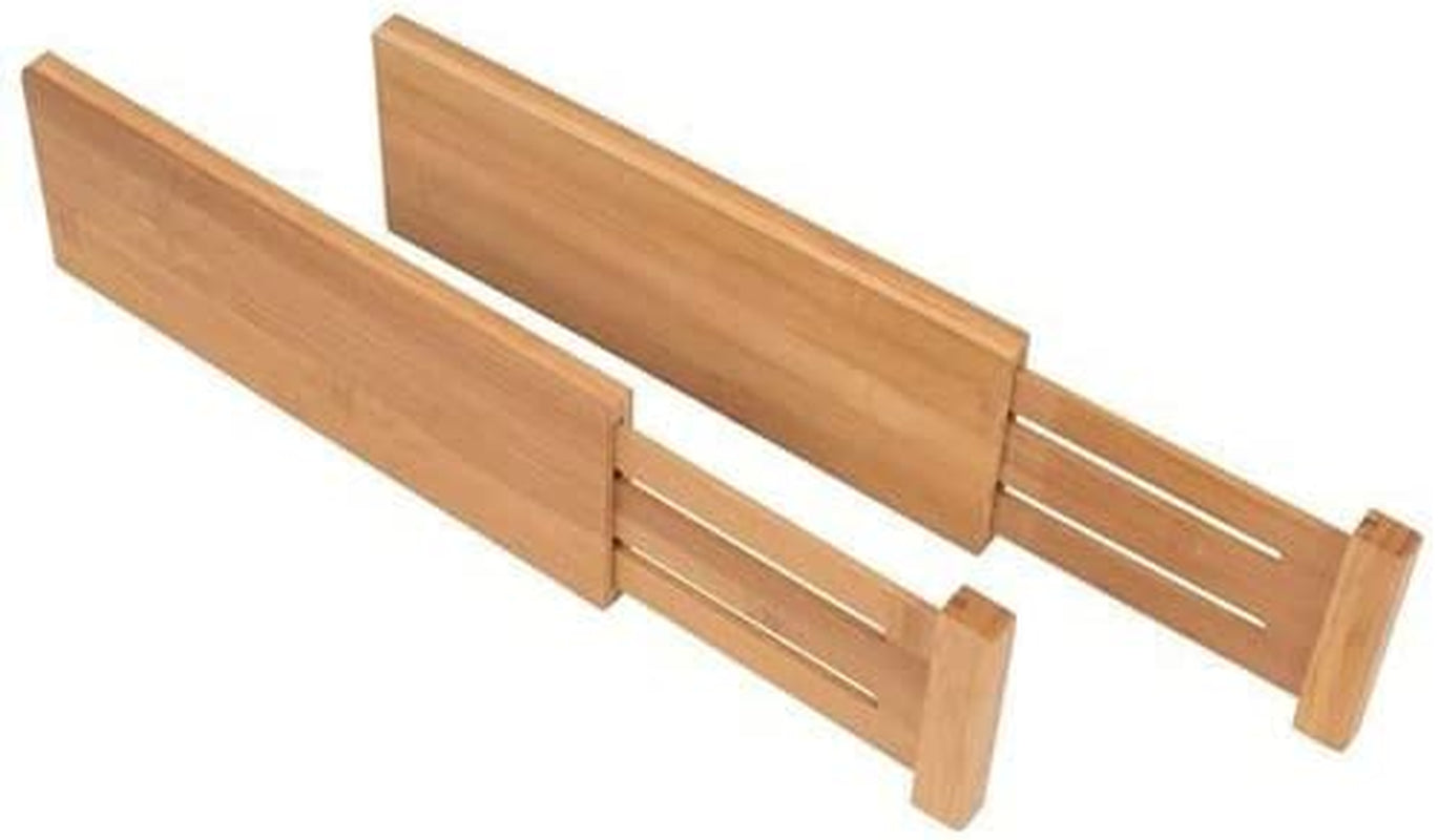 Large Kitchen Drawer Organizer - Expandable Bamboo Drawer Dividers (17" - 21.5") - Adjustable Separators for Kitchen, Clothes, Dresser, Bedroom, Bathroom, and Desk Drawers - 6-Pack