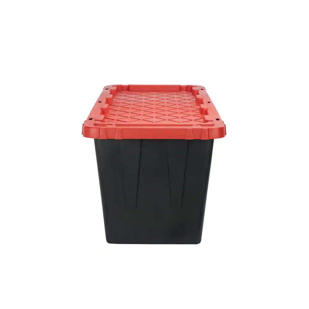 55 Gal. Tough Storage Tote in Black with Red Lid