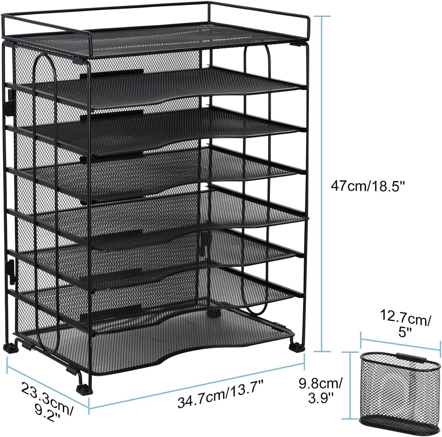 8 Tier Mesh Desk Organizers with Pen Holder, Paper Letter Tray Organizer, Desktop File Organizer and Storage, Office Supplies File Holder, Desk Organizer for Home Office School