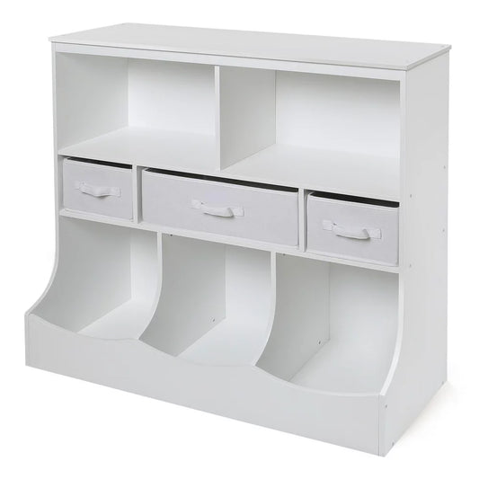 Combo Bin Storage Unit with Three Baskets - White