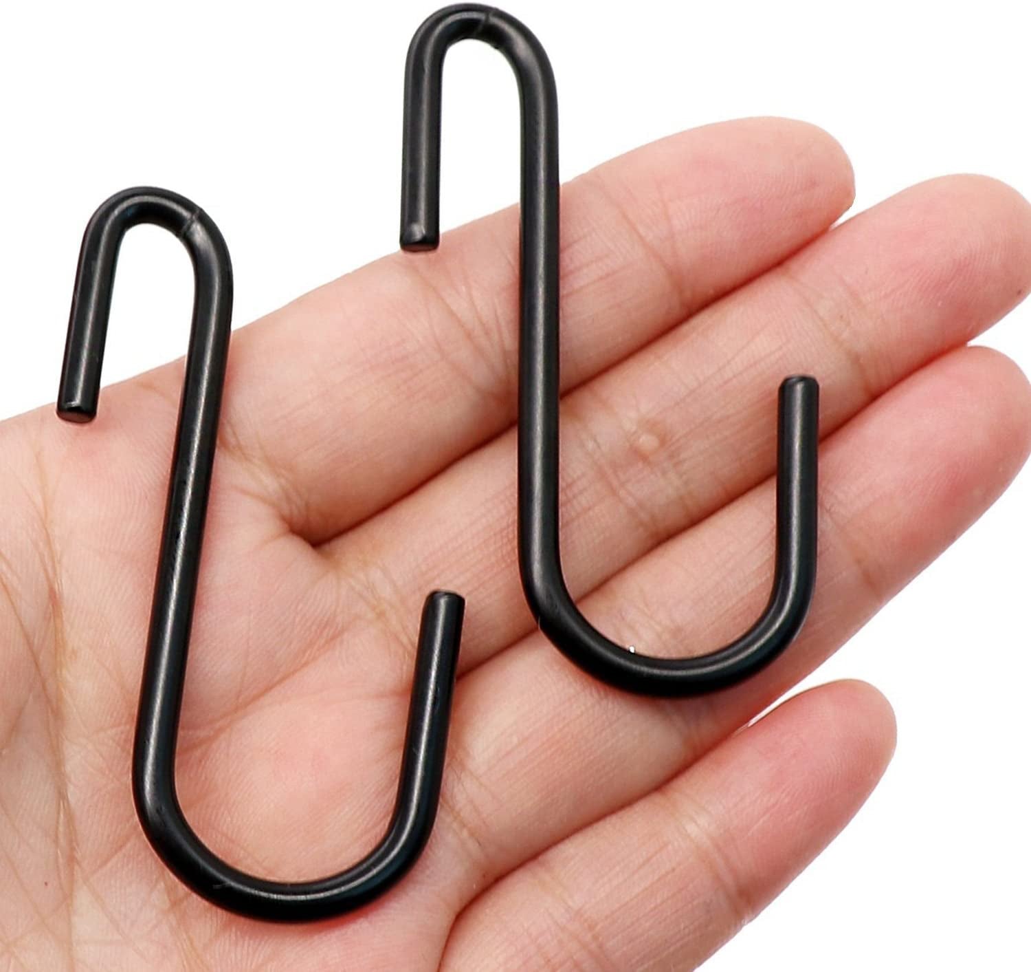 10 Pack Heavy Duty S Hooks Black S Shaped Hooks Hanging Hangers Hooks for Kitchen, Bathroom, Bedroom and Office: Pan, Pot, Coat, Bag, Plants(10 Pack/Black/Small)