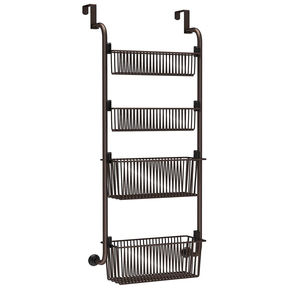 4-Tier over the Door Pantry Organizer Rack Baskets Pantry Door Organization and Storage Heavy-Duty Metal Kitchen Spice Rack over Door Can Organizer