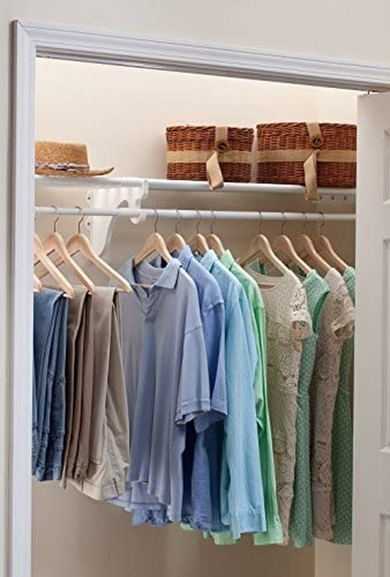 -Expandable-Closet Shelf with Hanging Rod-41.5” to 74"-White-Easy Install to 1 Sidewall and Backwall-(Ezs-Scrw72-1-1)-Wire Closet Shelving Alternative