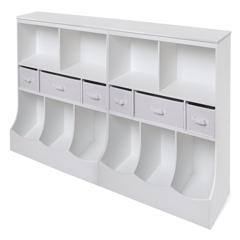 Combo Bin Storage Unit with Three Baskets - White