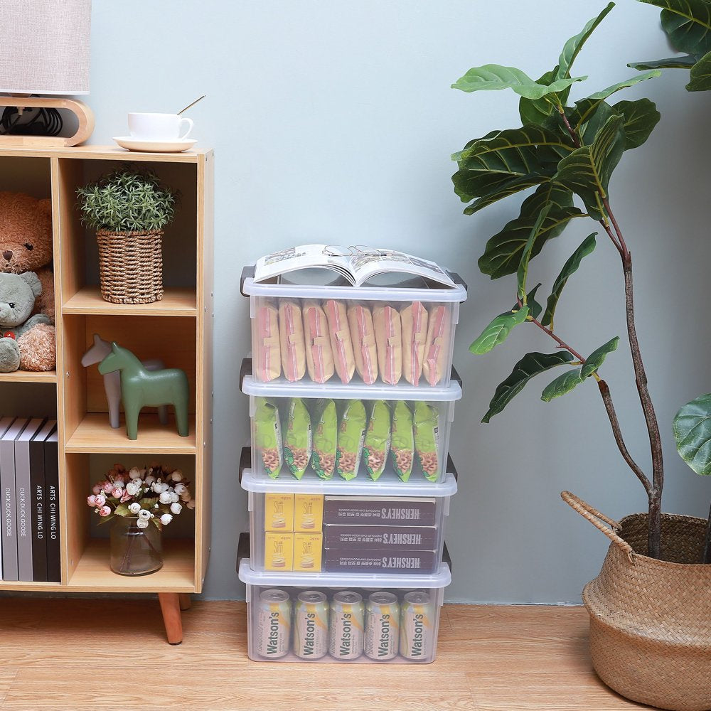 17 QT 4 Packs Plastic Storage Bins with Latching Lids Stackable Clear Storage Bins for Garage Closet Classroom Kitchen