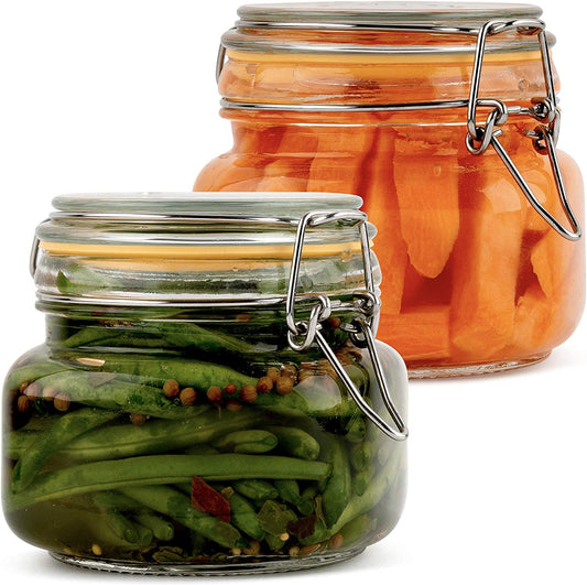 Glass Jars with Lids Food Storage Jars with Airtight Lids Leak Proof Glass Canisters Kitchen Jars [Set of 2-17 Oz]