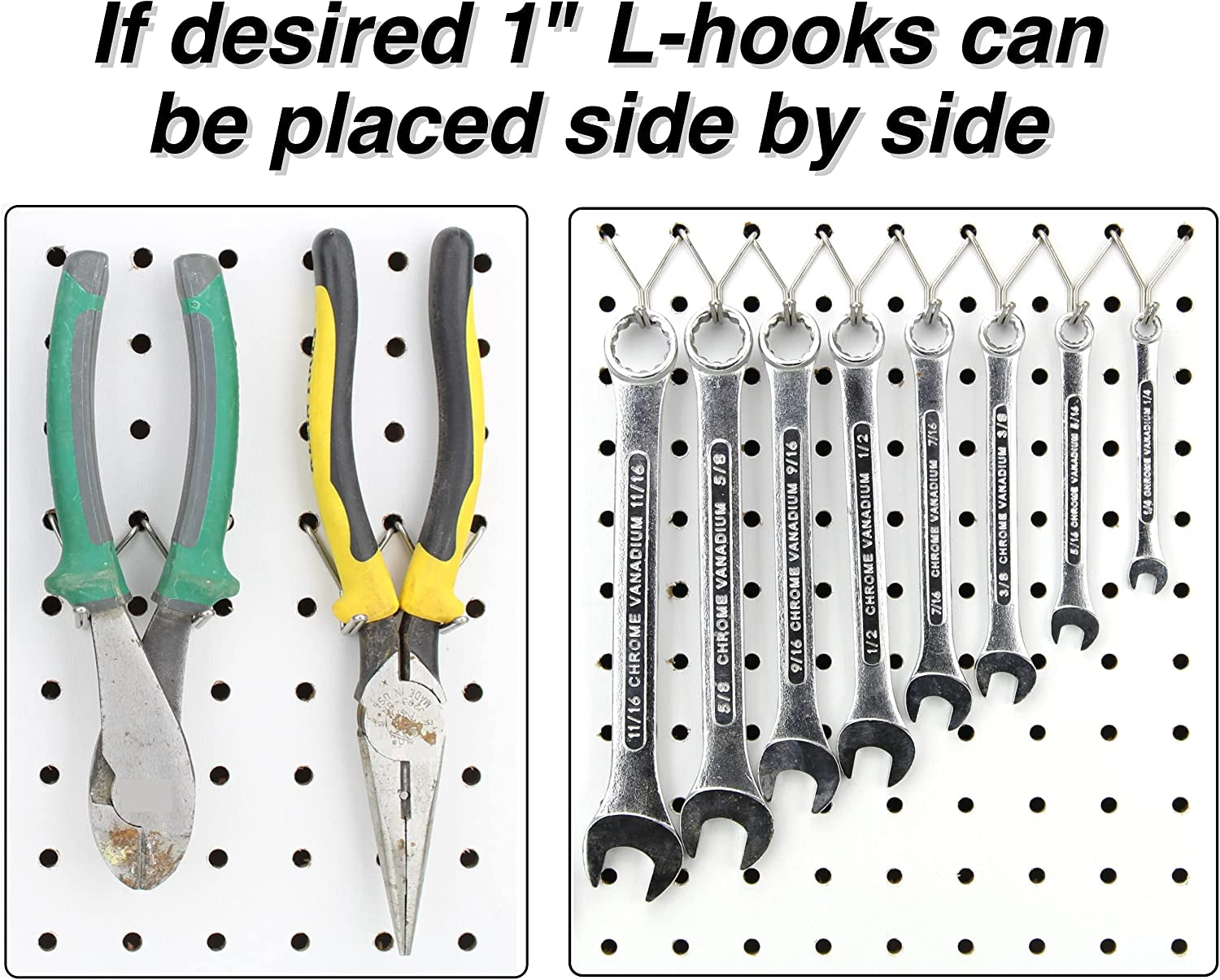 – Stainless Steel Pegboard Hooks 50-Pack 1" L Hook - Will Not Fall Out, Fits Any Peg Board - Organize Tools, Accessories, Workbench, Garage Storage, Kitchen, Crafts, Jewelry, Retail