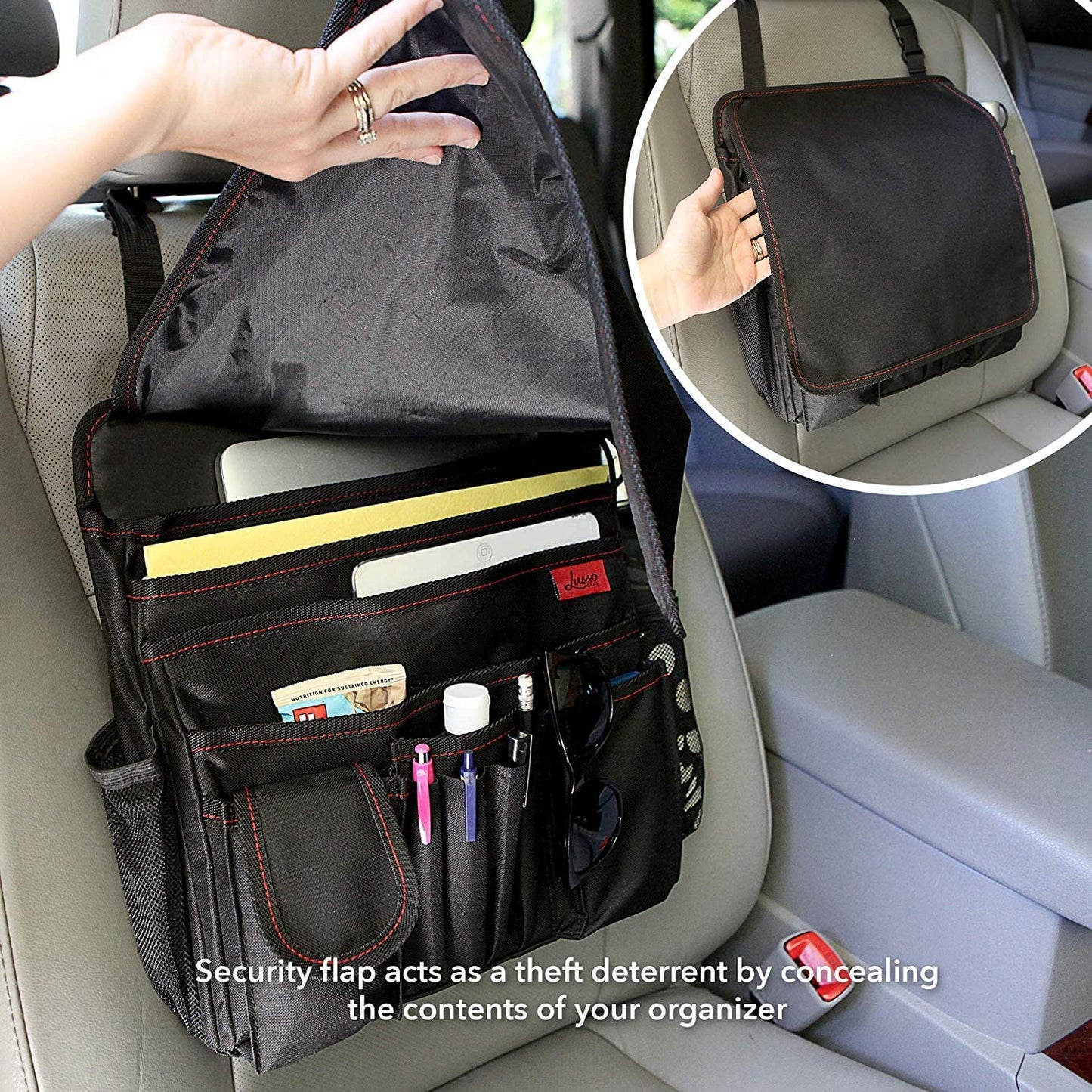 Car Front Seat Organizer | Fits Any Car/Truck - Storage for Laptop/Ipad/Office Supplies & More - Strong & Durable - Mobile/Car Office Organizer - Also for Law Enforcement/Police/Patrol Bag