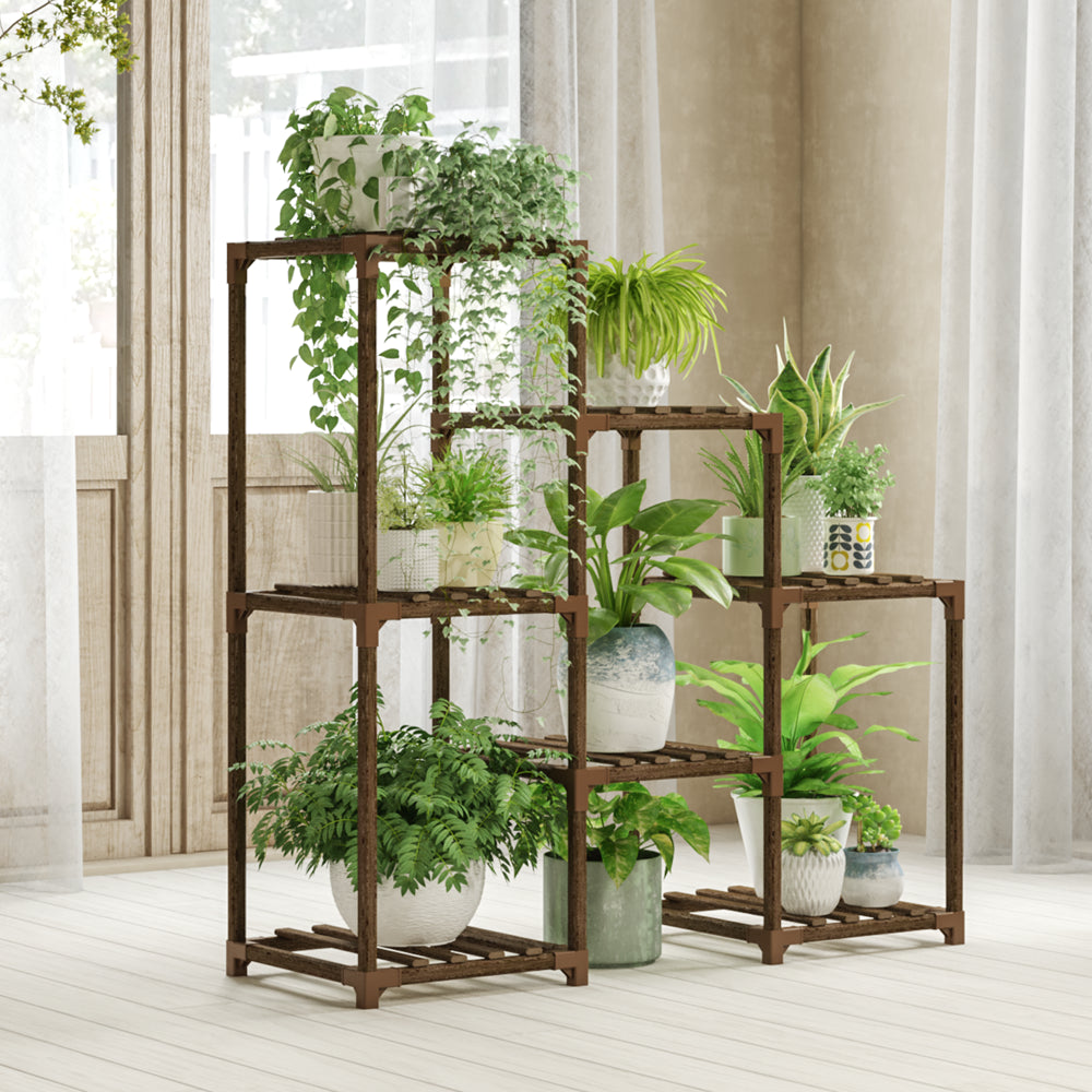 Plant Stand Outdoor Black Plant Shelf Indoor Tiered Plant Table for Multiple Plants 3 Tiers 7 Potted Ladder Plant Holder Table Plant Pot Stand for Window Garden Balcony Living Room