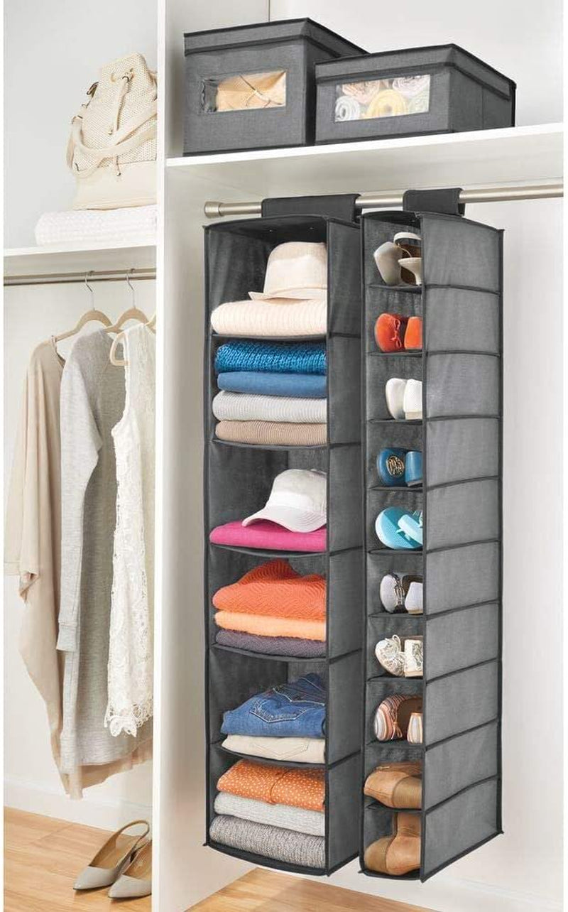 10 Shelf over Rod Hanging Hanger Organizers, Gray