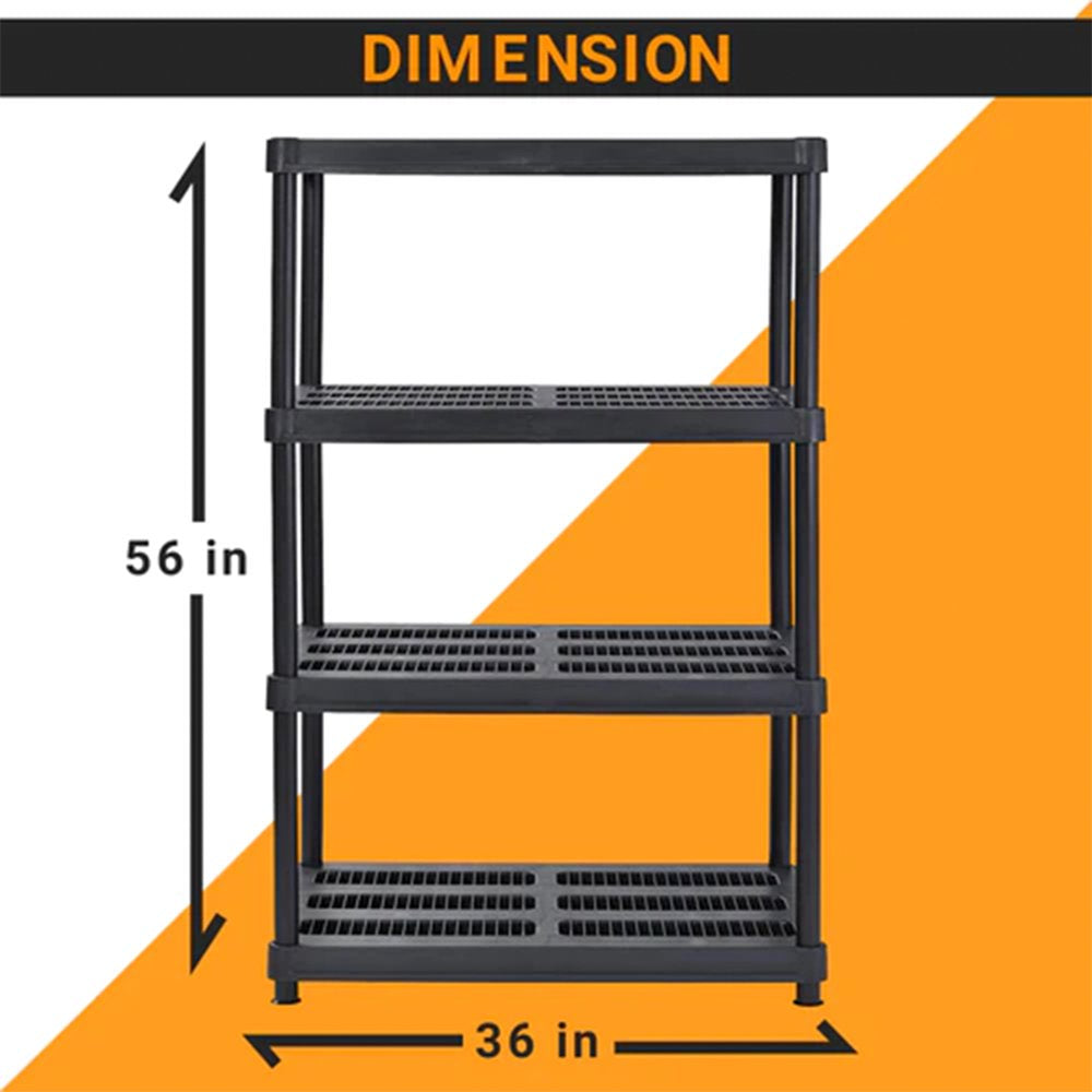 56 Inch 4 Shelf Plastic Utility Shelving Storage Unit