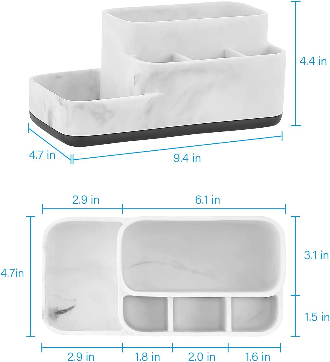 Toothbrush Holders Organizer - Make up Organizers and Storage, Multi-Functional Design Bathroom Organizer Toothbrush - Skincare Organizer - White Marble Look Bathroom Sink Organizer