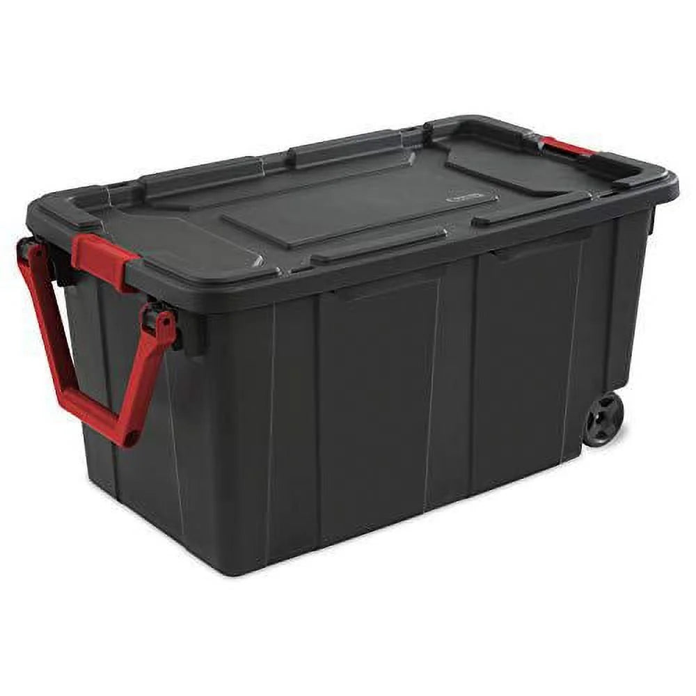 Heavy Duty 40 Gallon Wheeled Black Storage Tote, 2 Pack | 14699002