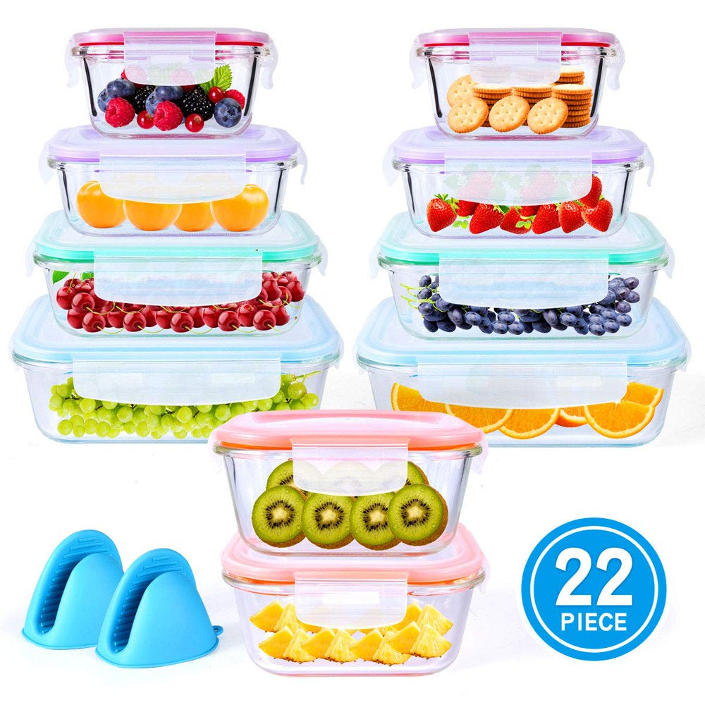 Glass Food Storage Airtight and Leakproof Containers Set 20 Pieces