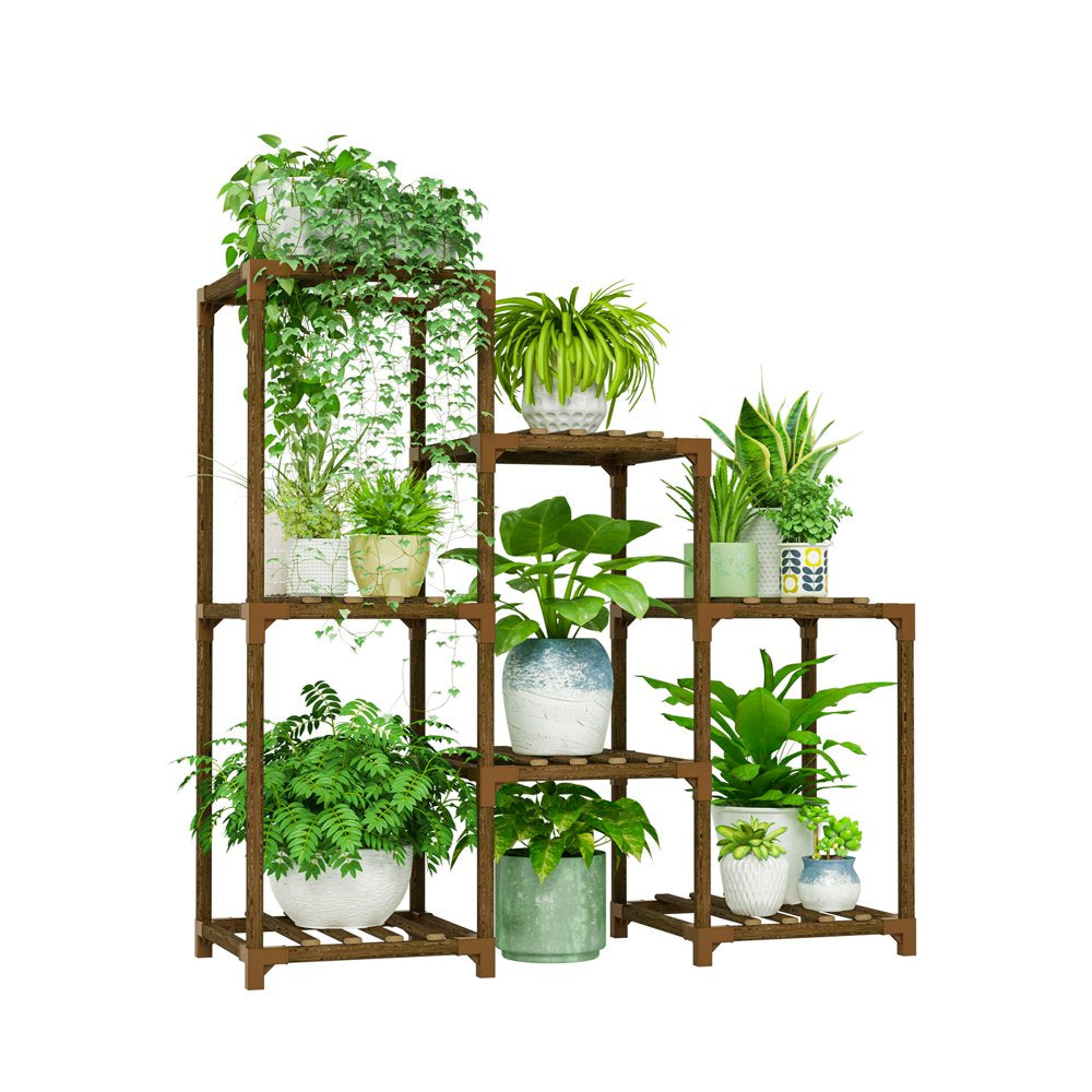 Plant Stand Outdoor Black Plant Shelf Indoor Tiered Plant Table for Multiple Plants 3 Tiers 7 Potted Ladder Plant Holder Table Plant Pot Stand for Window Garden Balcony Living Room