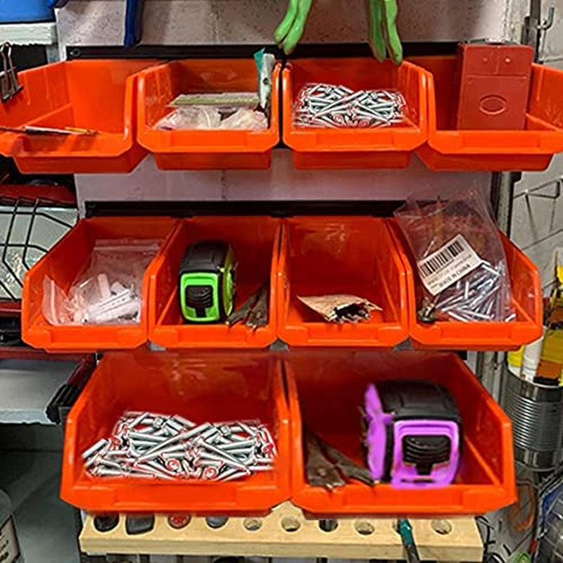 8-Bin Storage Bins Garage Rack System 2-Tier Orange Tool Organizers Cube Baskets Wall Mount Organizations (Orange)