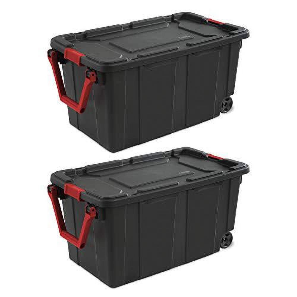 Heavy Duty 40 Gallon Wheeled Black Storage Tote, 2 Pack | 14699002