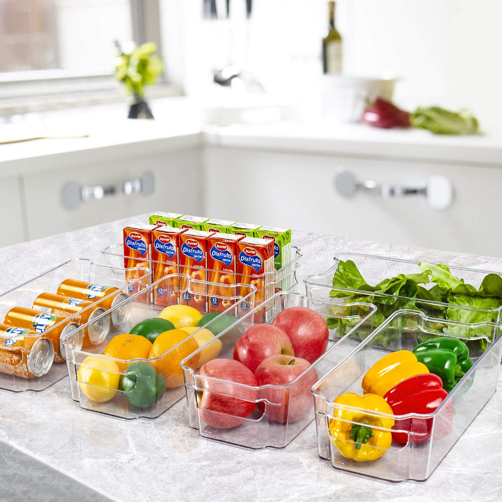 Refrigerator Organizer Bins,  8Pcs Clear Plastic Bins, Pantry Kitchen Organization and Storage, 12.5" Long