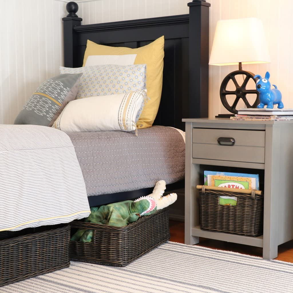 under the Bed/Basic Wicker Storage Basket, Medium, 20 in L X 14.5 in W X 6 in H, Antique Walnut Brown