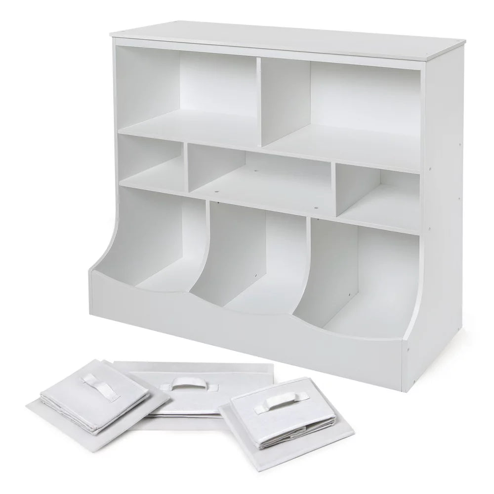 Combo Bin Storage Unit with Three Baskets - White