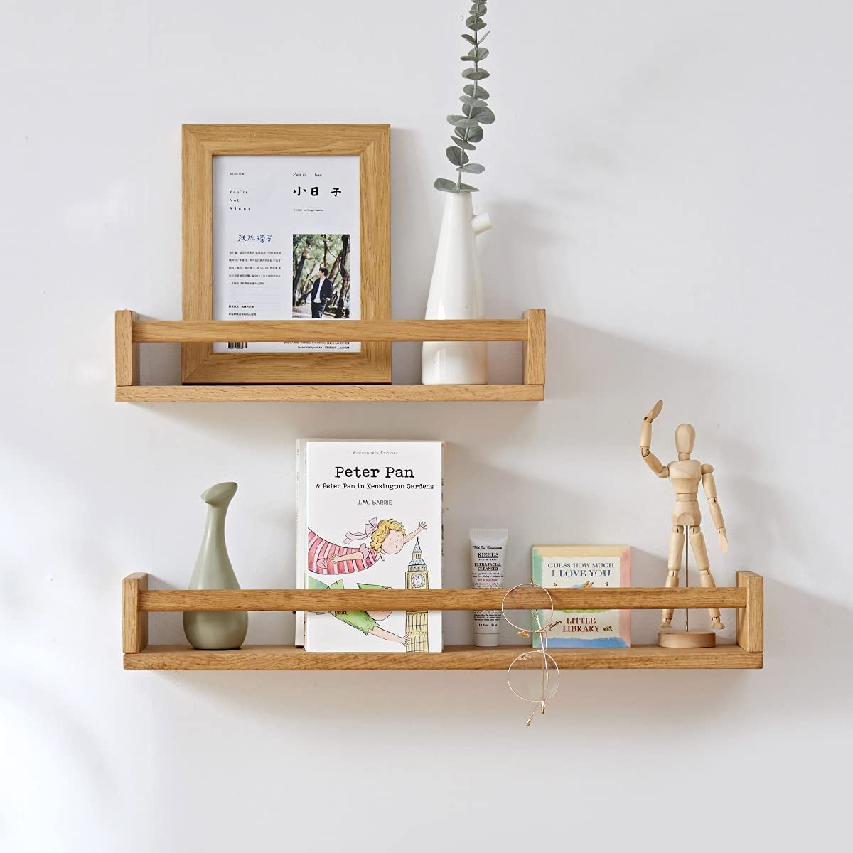 Oak Floating Shelves, Nursery Book Shelves Wall Bookshelf for Kids Floating Bookshelves Wall Shelves for Living Room Bedroom Decor,Kitchen Spice Rack,Bathroom Storage Rack(Oak24 Inches)